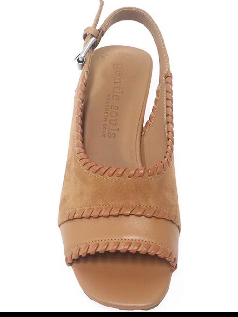 Gentle Souls Samarra Suede Whipstitched Slingback Sandals. 10